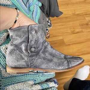 Free People Gray Textured Ankle Boots
